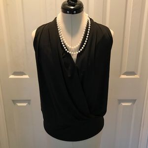 NWT Boston Proper Banded V surplice top, Black